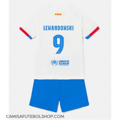 Camisa de time de futebol Barcelona Robert Lewandowski #9 Replicas 2º Equipamento Infantil 2023-24 Manga Curta (+ Calças curtas)